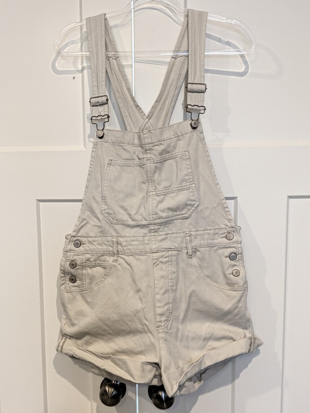 We The Free Ziggy Cream Short Denim Overalls